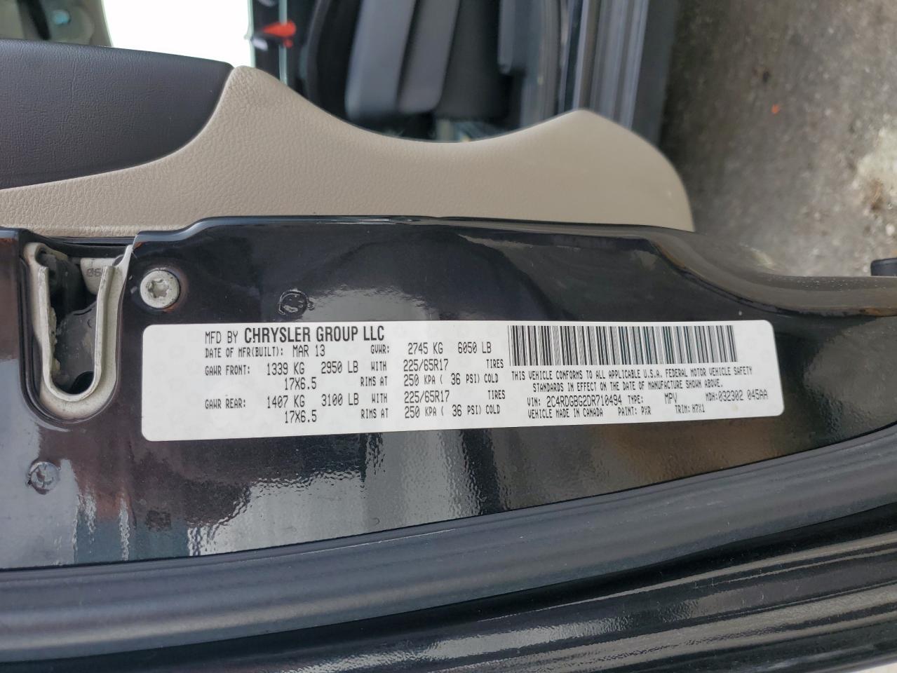 2013 Dodge Grand Caravan Se VIN: 2C4RDGBG2DR710494 Lot: 59730445