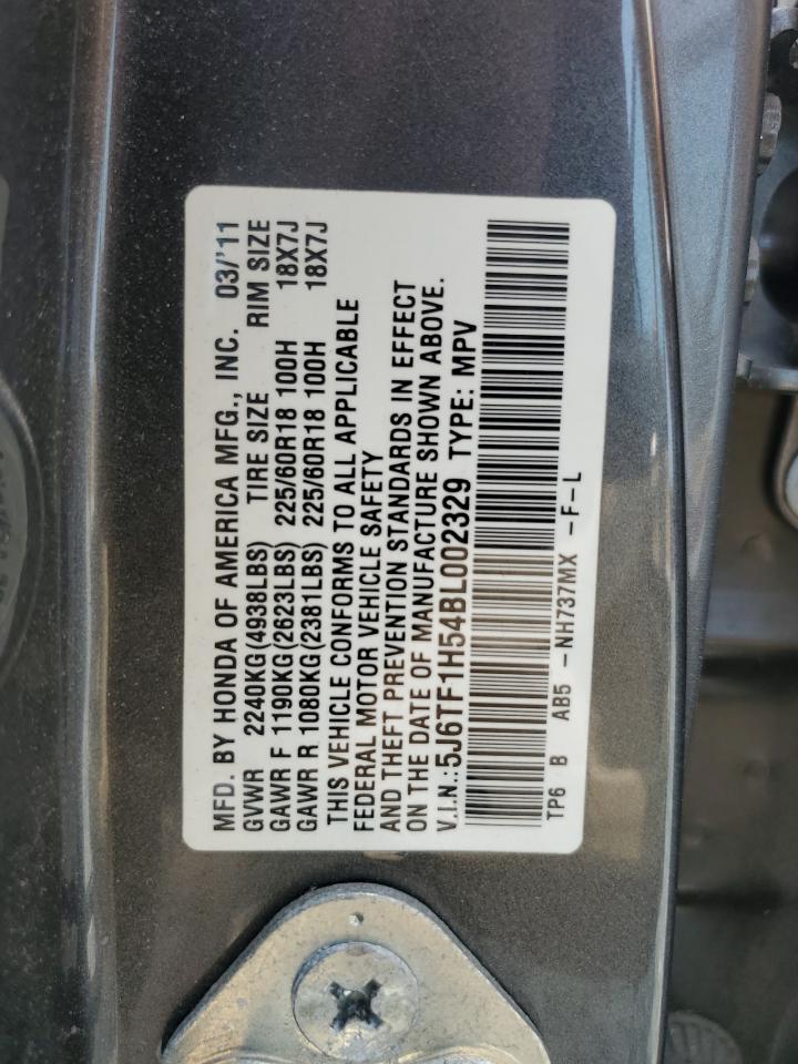 2011 Honda Accord Crosstour Exl VIN: 5J6TF1H54BL002329 Lot: 59478565