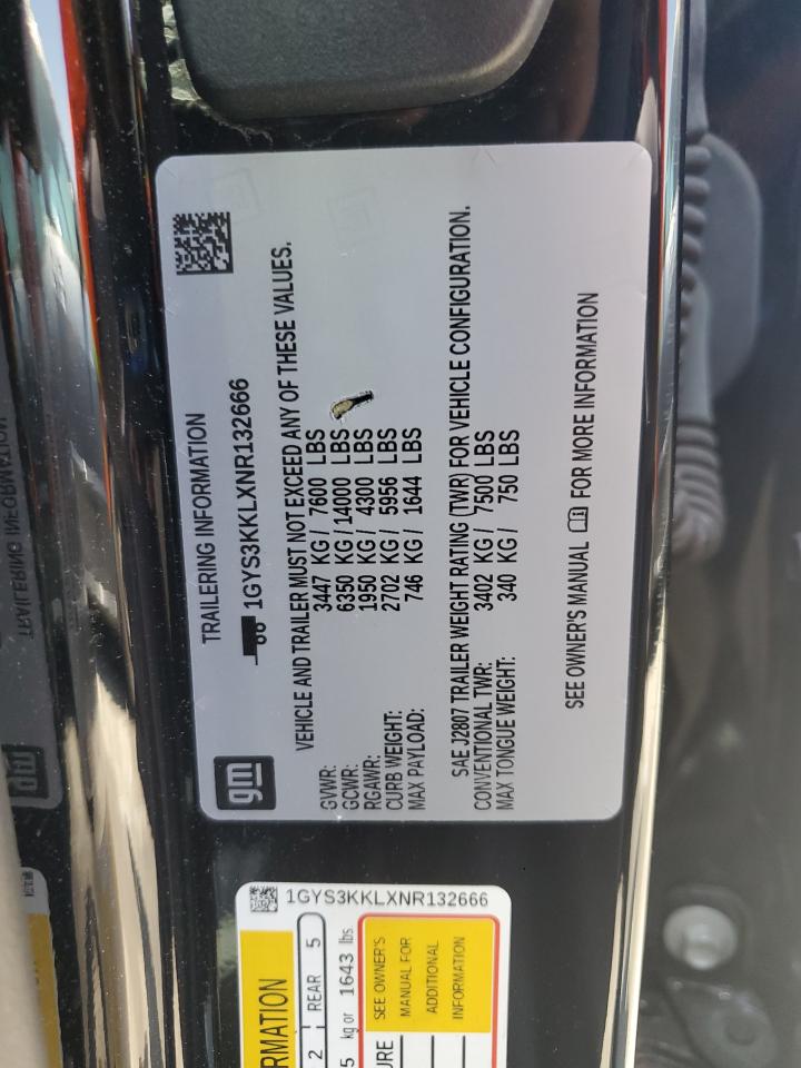 2022 Cadillac Escalade Esv Premium Luxury VIN: 1GYS3KKLXNR132666 Lot: 62668695
