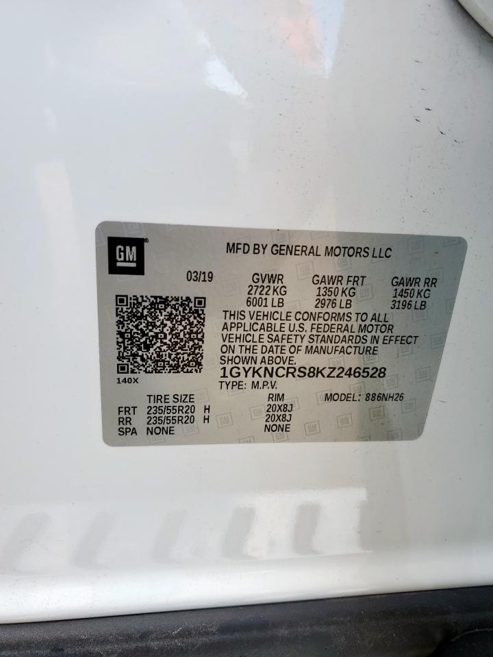 2019 Cadillac Xt5 Luxury VIN: 1GYKNCRS8KZ246528 Lot: 59993275