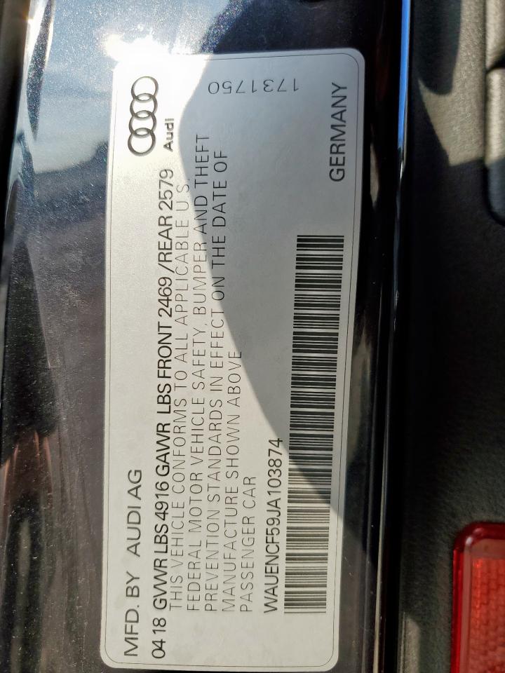 2018 Audi A5 Premium Plus S-Line VIN: WAUENCF59JA103874 Lot: 59020685