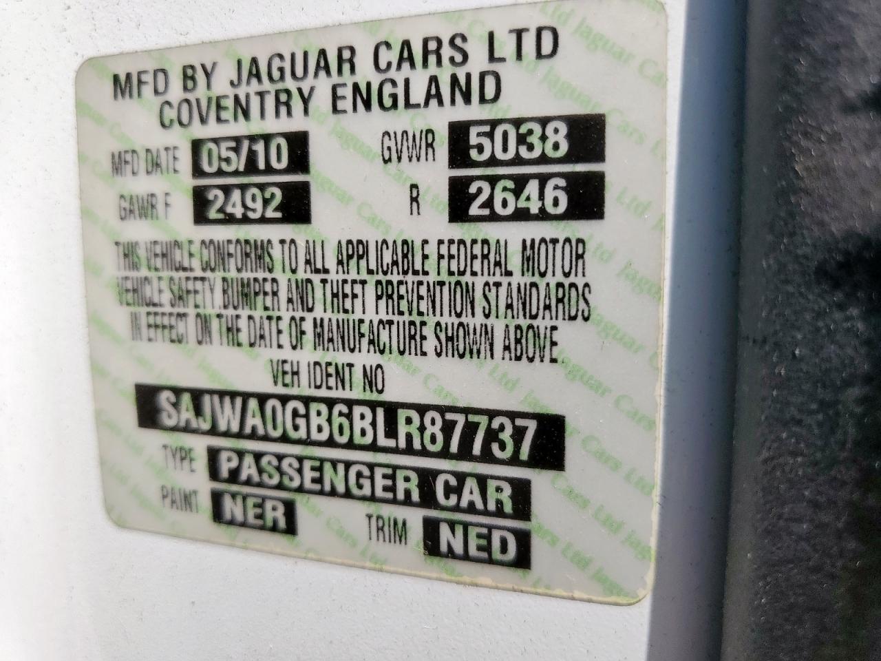 2011 Jaguar Xf Premium VIN: SAJWA0GB6BLR87737 Lot: 63024935