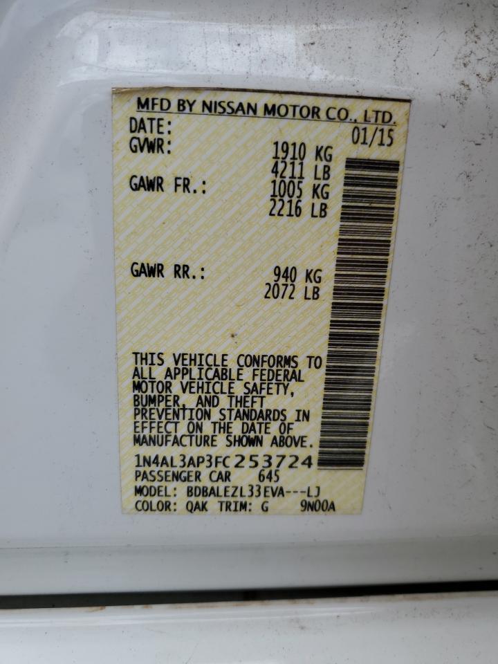 NISSAN ALTIMA 2015 VIN 1N4AL3AP3FC253724 фото 13