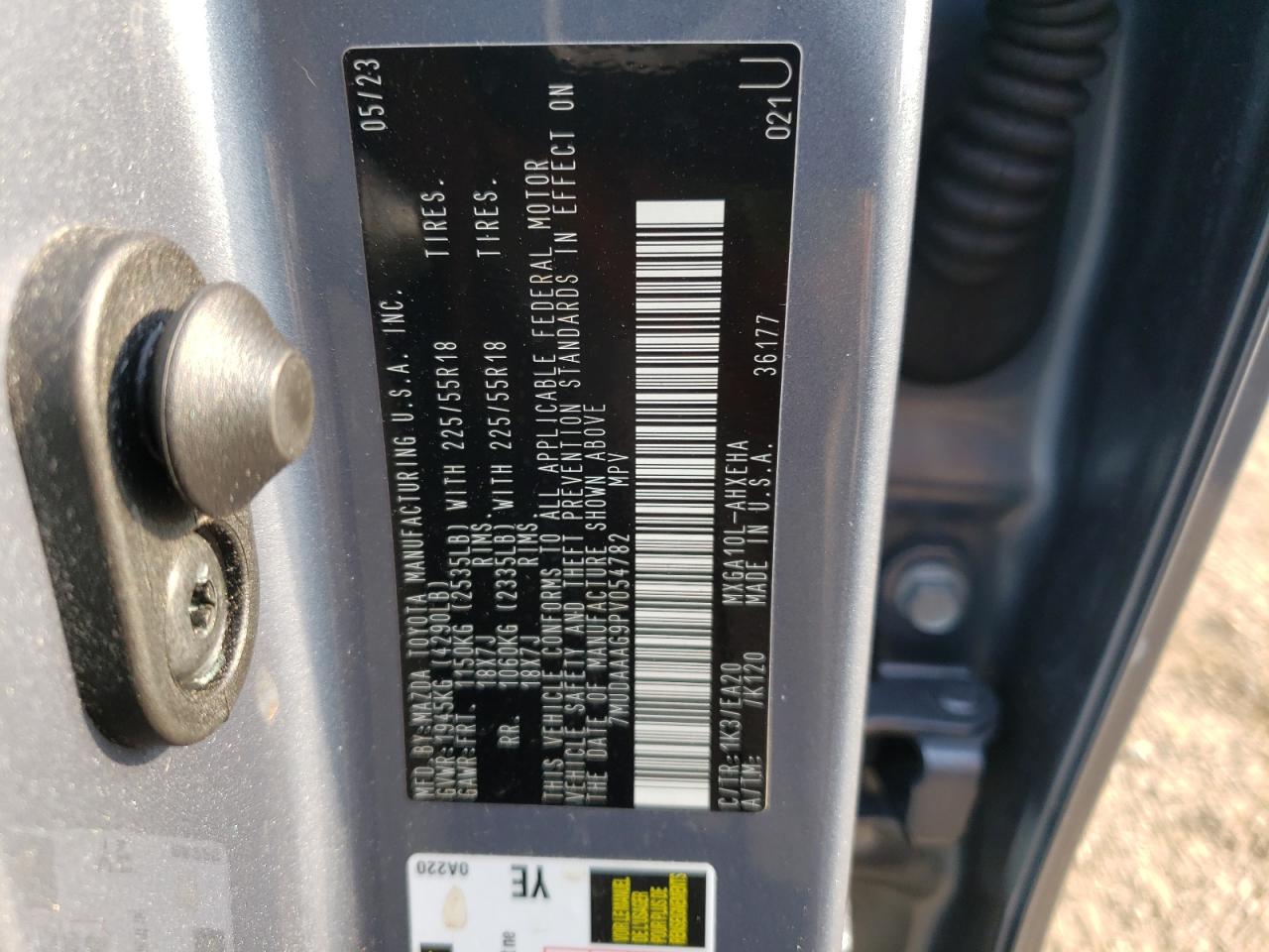 2023 Toyota Corolla Cross Xle VIN: 7MUDAAAG9PV054782 Lot: 60633015