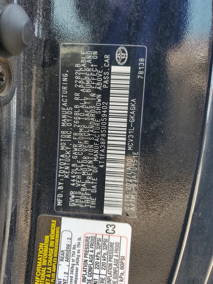 2005 Toyota Camry Solara Se VIN: 4T1FA38P85U059402 Lot: 57866565
