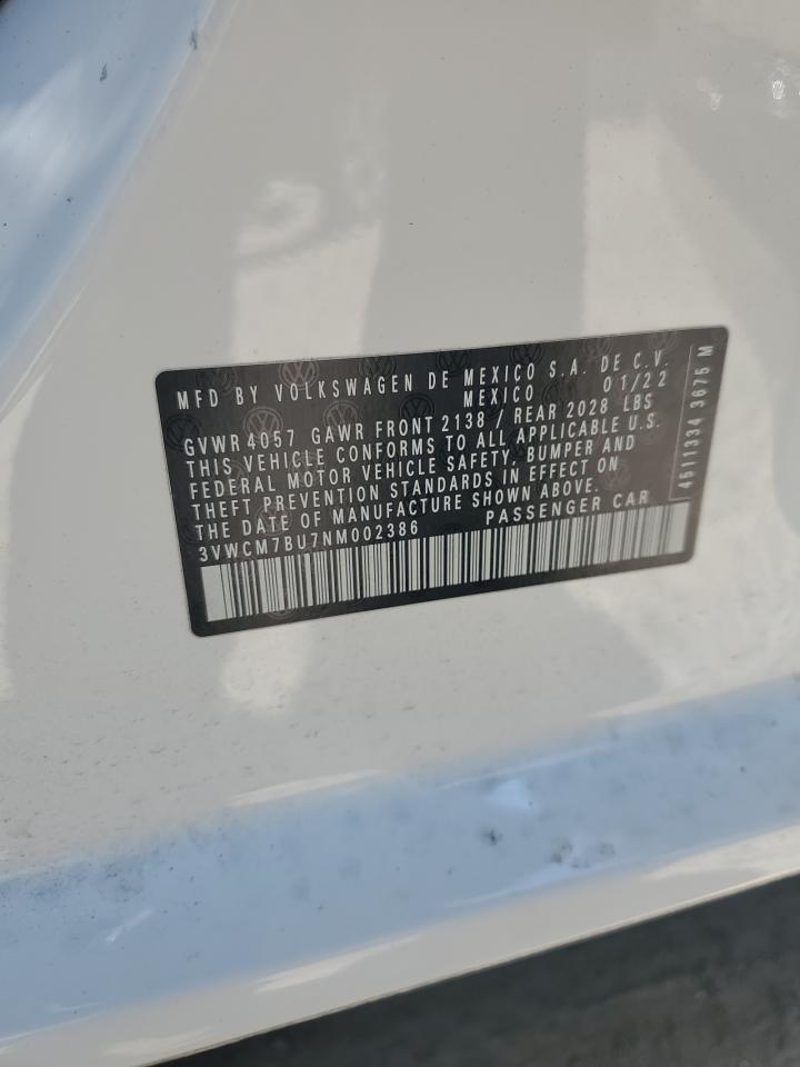 2022 Volkswagen Jetta S VIN: 3VWCM7BU7NM002386 Lot: 62208685