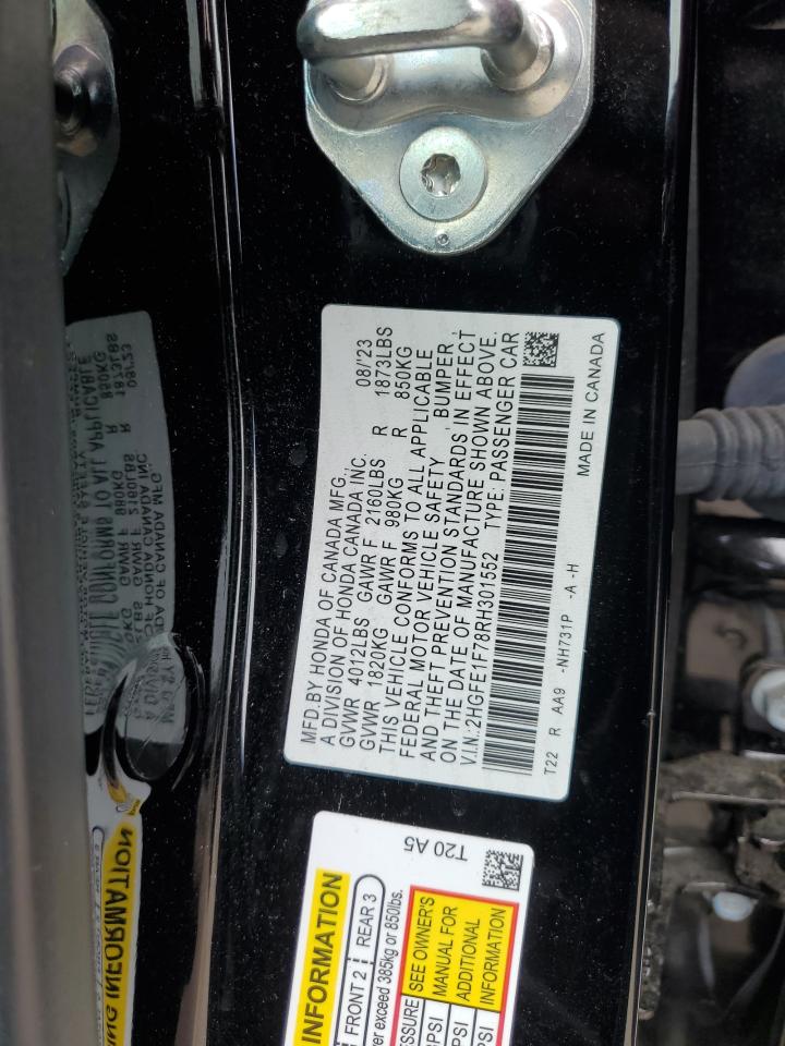 2024 Honda Civic Ex VIN: 2HGFE1F78RH301552 Lot: 62930885