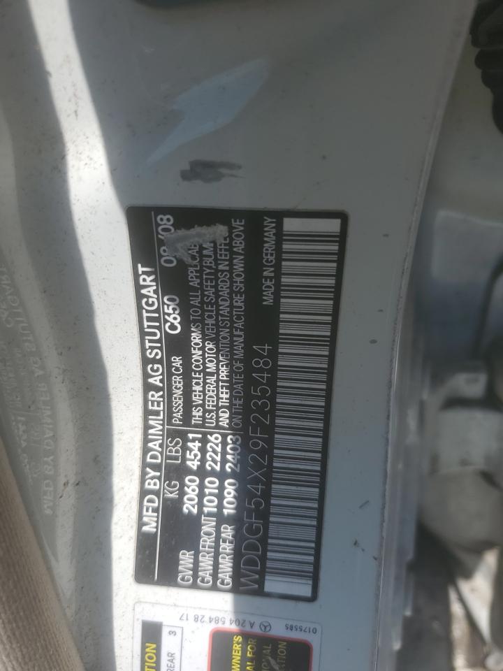 2009 Mercedes-Benz C 300 VIN: WDDGF54X29F235484 Lot: 62426665