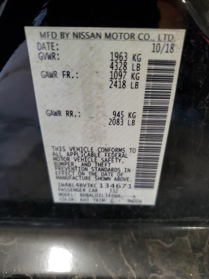 2019 Nissan Altima S VIN: 1N4BL4BV3KC134671 Lot: 61340075