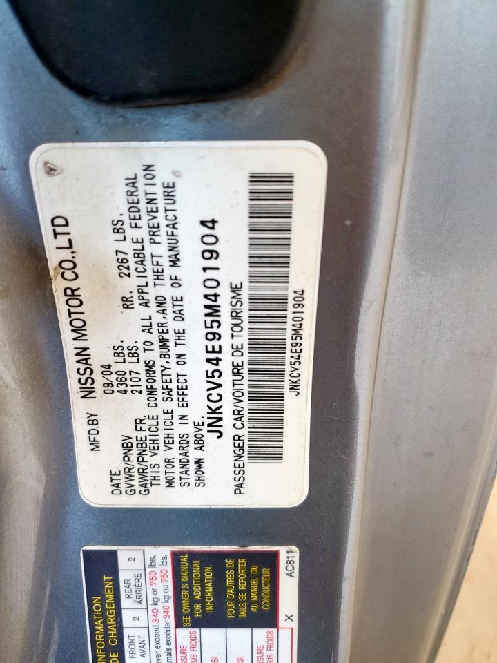 2005 Infiniti G35 VIN: JNKCV54E95M401904 Lot: 61780925