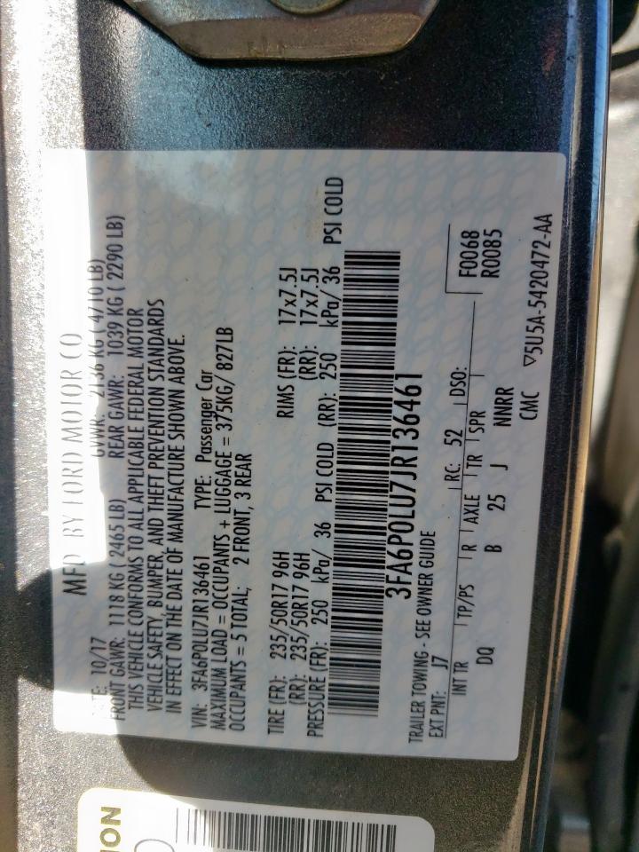 FORD FUSION 2018 VIN 3FA6P0LU7JR136461 zdjęcie 13