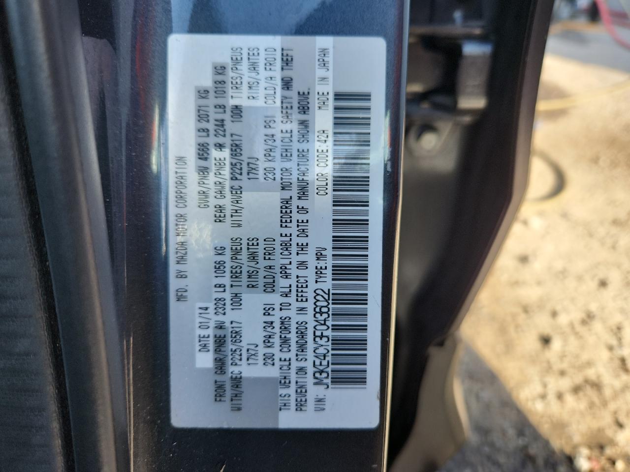 2015 Mazda Cx-5 Touring VIN: JM3KE4CY3F0436022 Lot: 62994025