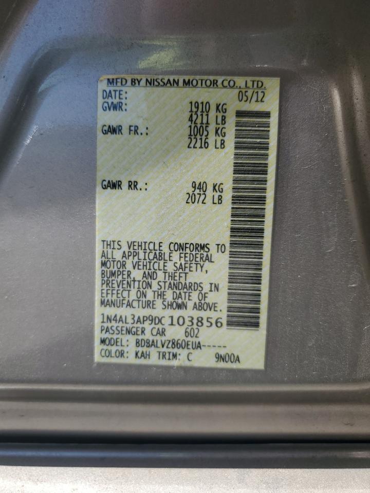 2013 Nissan Altima 2.5 VIN: 1N4AL3AP9DC103856 Lot: 62743705