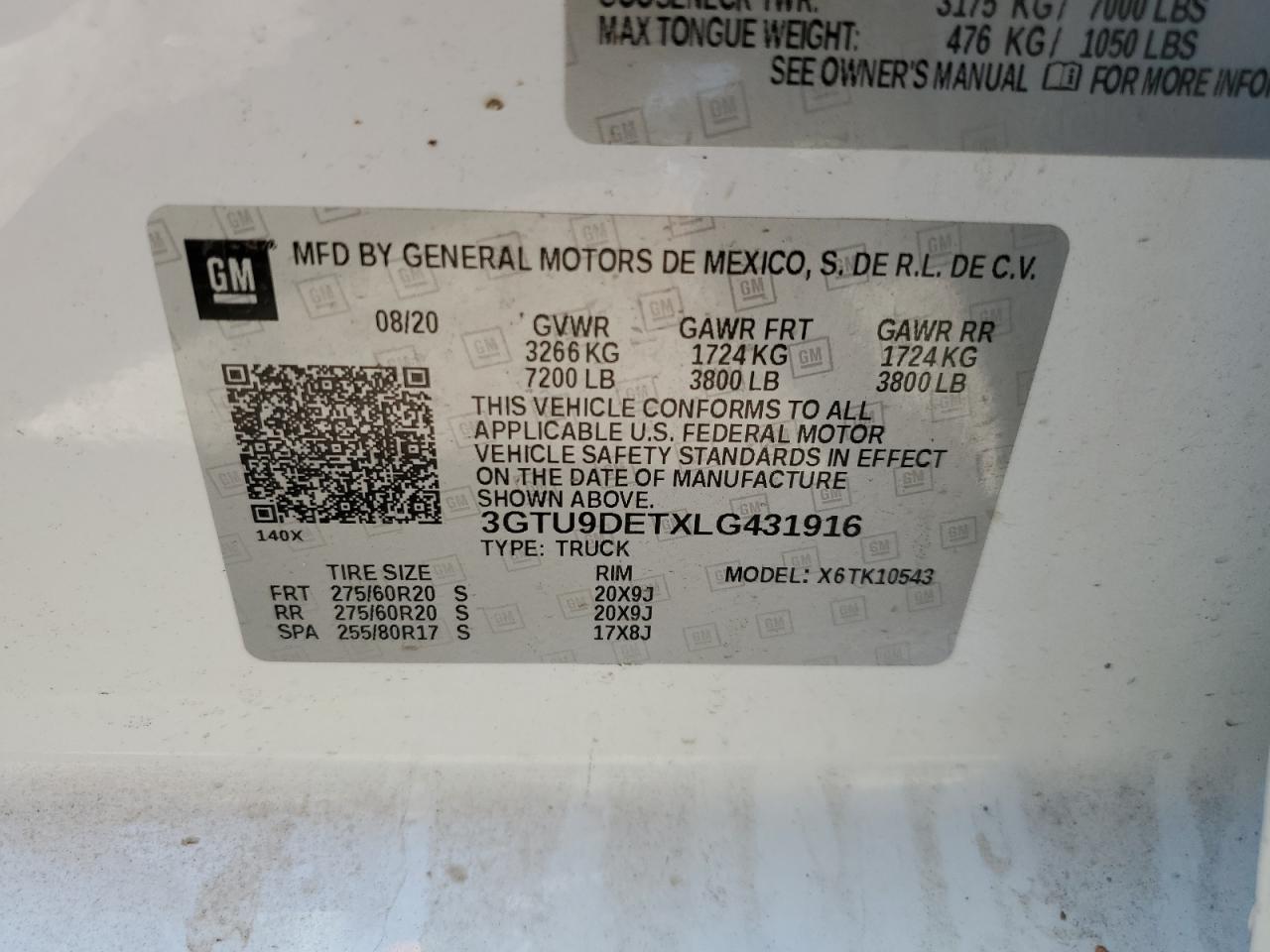 GMC SIERRA 2020 VIN 3GTU9DETXLG431916 фото 12
