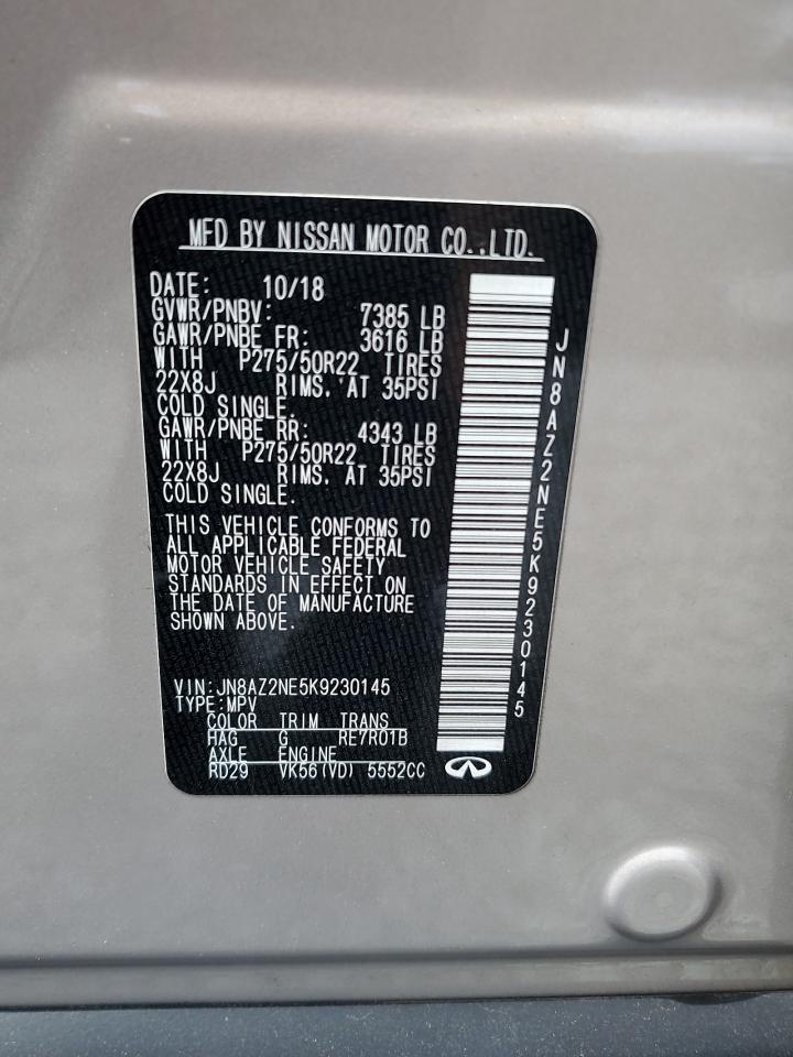 jn8az2ne5k9230145 JN8AZ2NE5K9230145 2019 Infiniti Qx80 Luxe