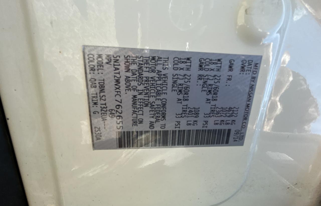 NISSAN ROGUE 2015 VIN 5N1AT2MVXFC762655 фото 10