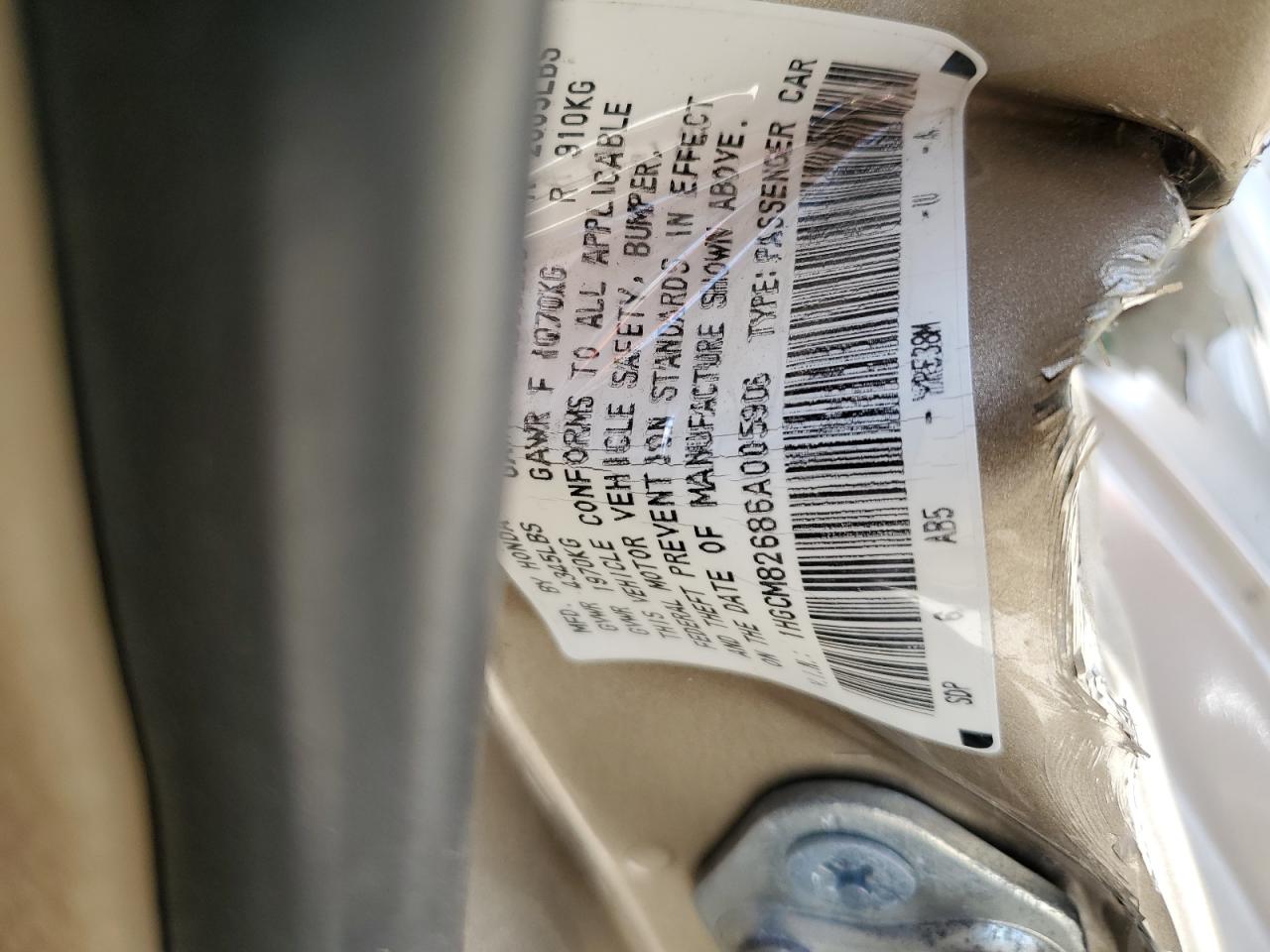 HONDA ACCORD 2006 VIN 1HGCM82686A005906 zdjęcie 12