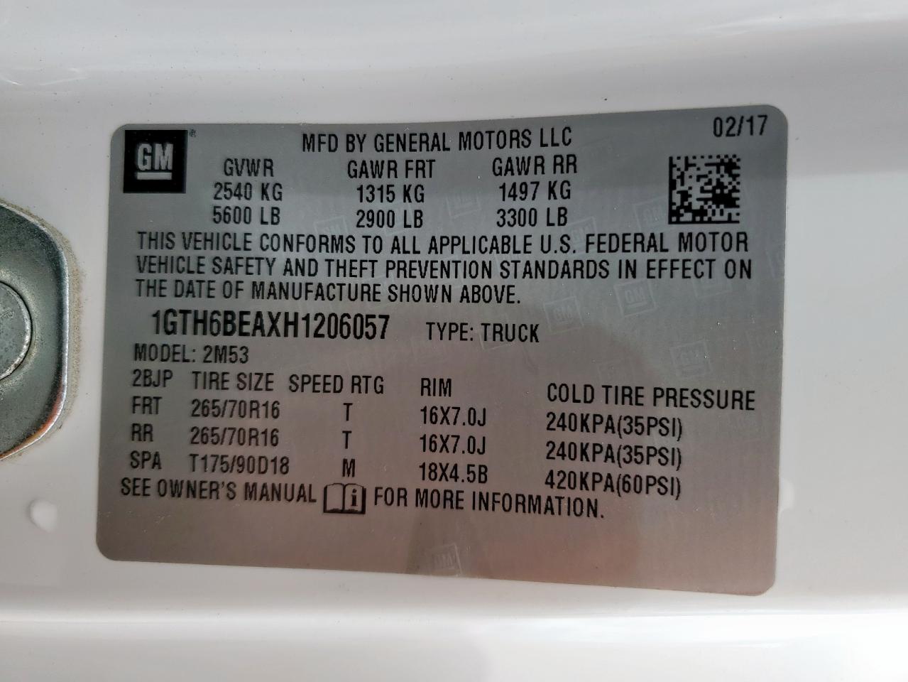 2017 GMC Canyon VIN: 1GTH6BEAXH1206057 Lot: 61967855