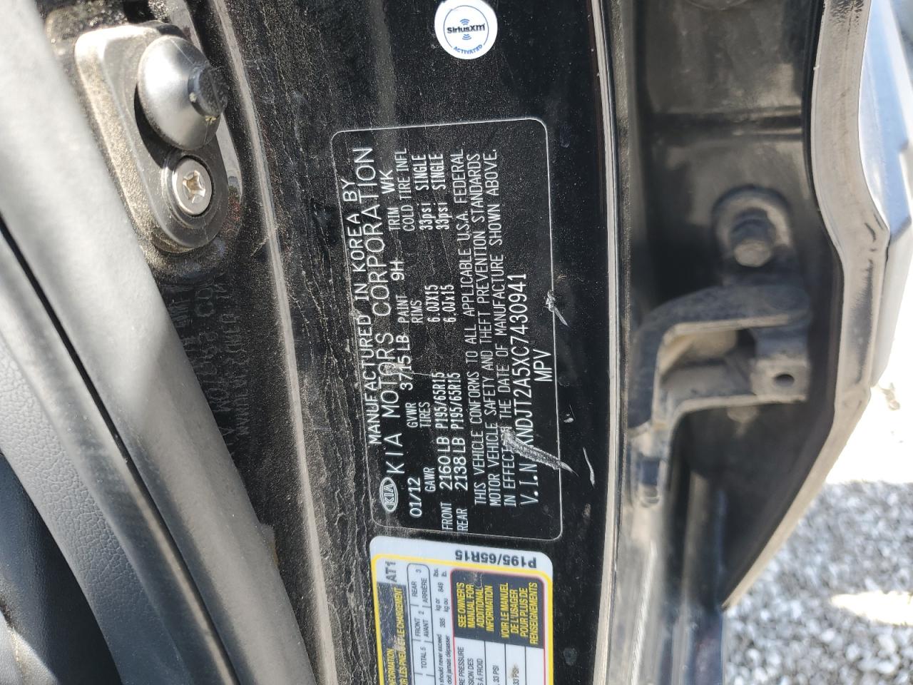 2012 Kia Soul VIN: KNDJT2A5XC7430941 Lot: 60926505