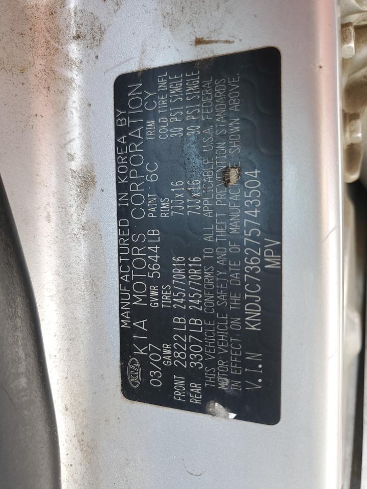 2007 Kia Sorento Ex VIN: KNDJC736275743504 Lot: 60903585