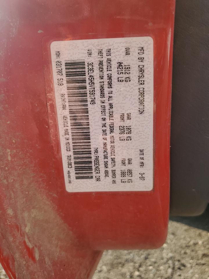 1997 Chrysler Sebring Jx VIN: 3C3EL45H5VT591749 Lot: 62479595