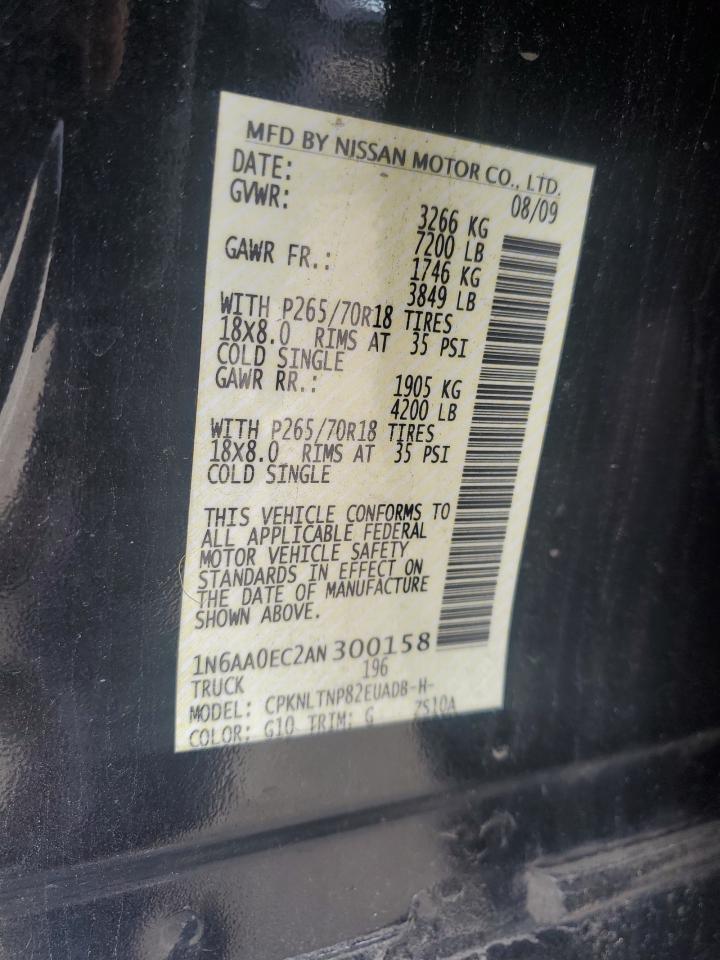 2010 Nissan Titan Xe VIN: 1N6AA0EC2AN300158 Lot: 59736895