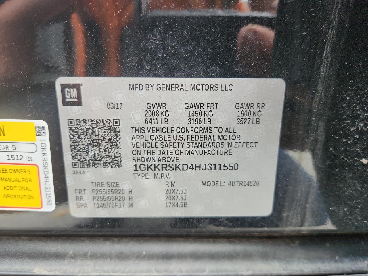 GMC ACADIA 2017 VIN 1GKKRSKD4HJ311550 фото 13