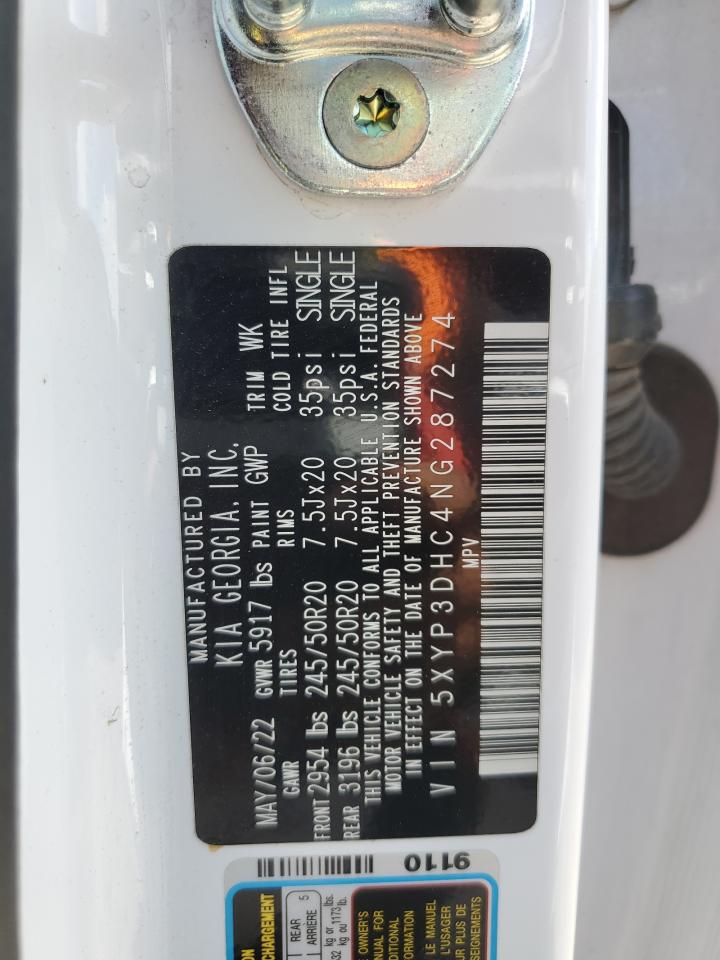2022 Kia Telluride Ex VIN: 5XYP3DHC4NG287274 Lot: 62116745