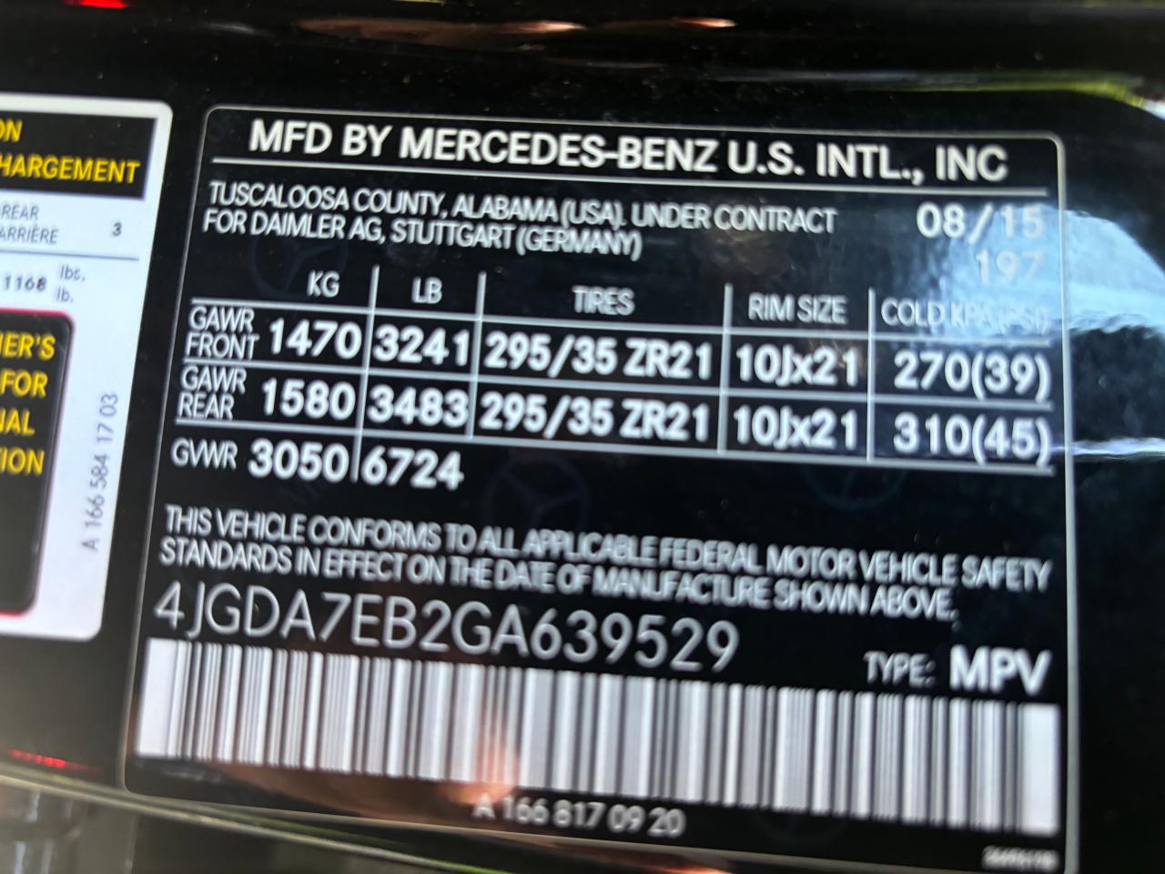 MERCEDES-BENZ GLE-CLASS 2016 VIN 4JGDA7EB2GA639529 photo 10