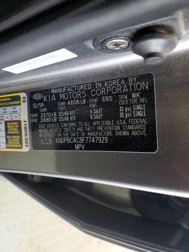 2015 Kia Sportage Lx VIN: KNDPBCAC8F7747929 Lot: 60662985