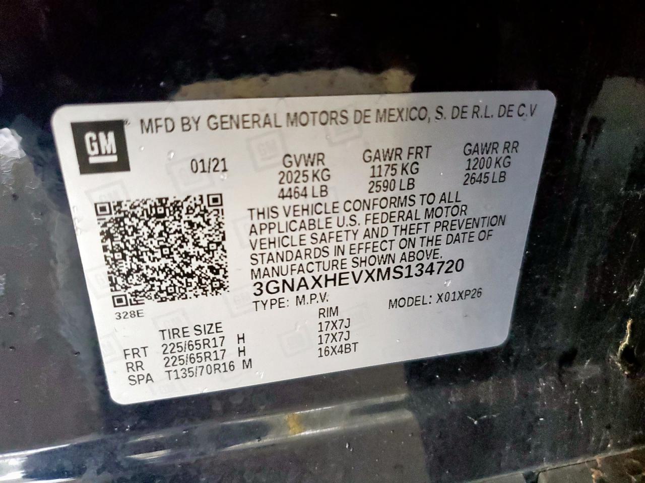 2021 Chevrolet Equinox Ls VIN: 3GNAXHEVXMS134720 Lot: 62805585