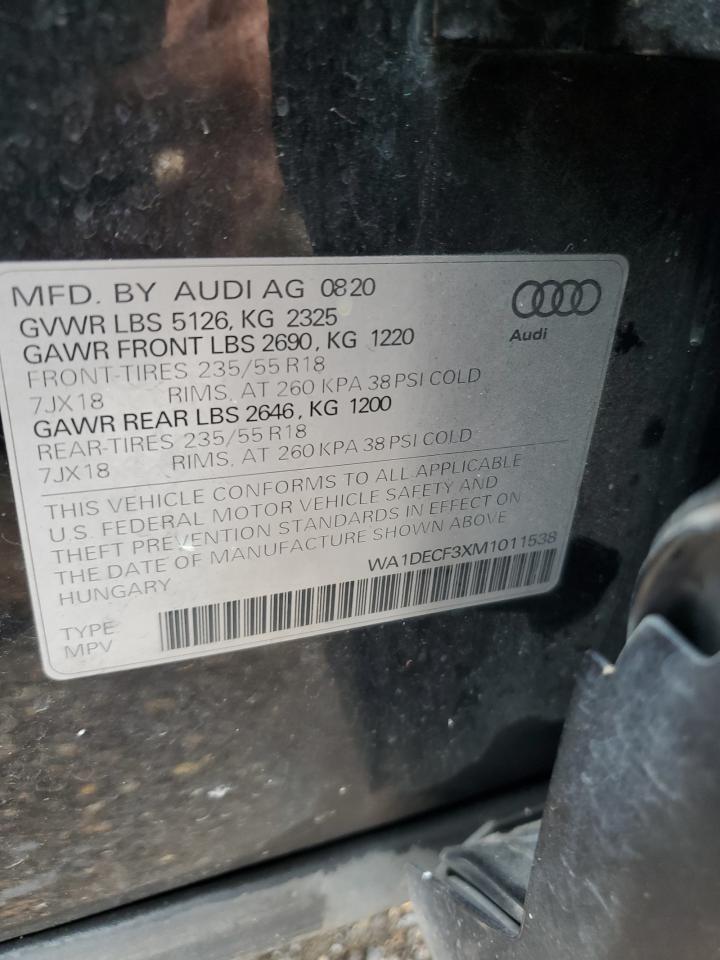2021 Audi Q3 Premium S Line 45 VIN: WA1DECF3XM1011538 Lot: 61046205