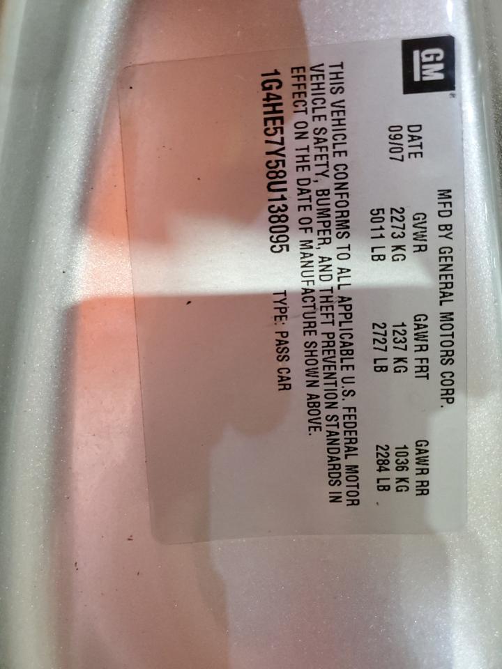BUICK LUCERNE 2008 VIN 1G4HE57Y58U138095 zdjęcie 12