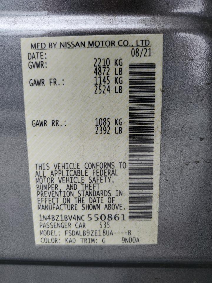 2022 Nissan Leaf S Plus VIN: 1N4BZ1BV4NC550861 Lot: 59392795