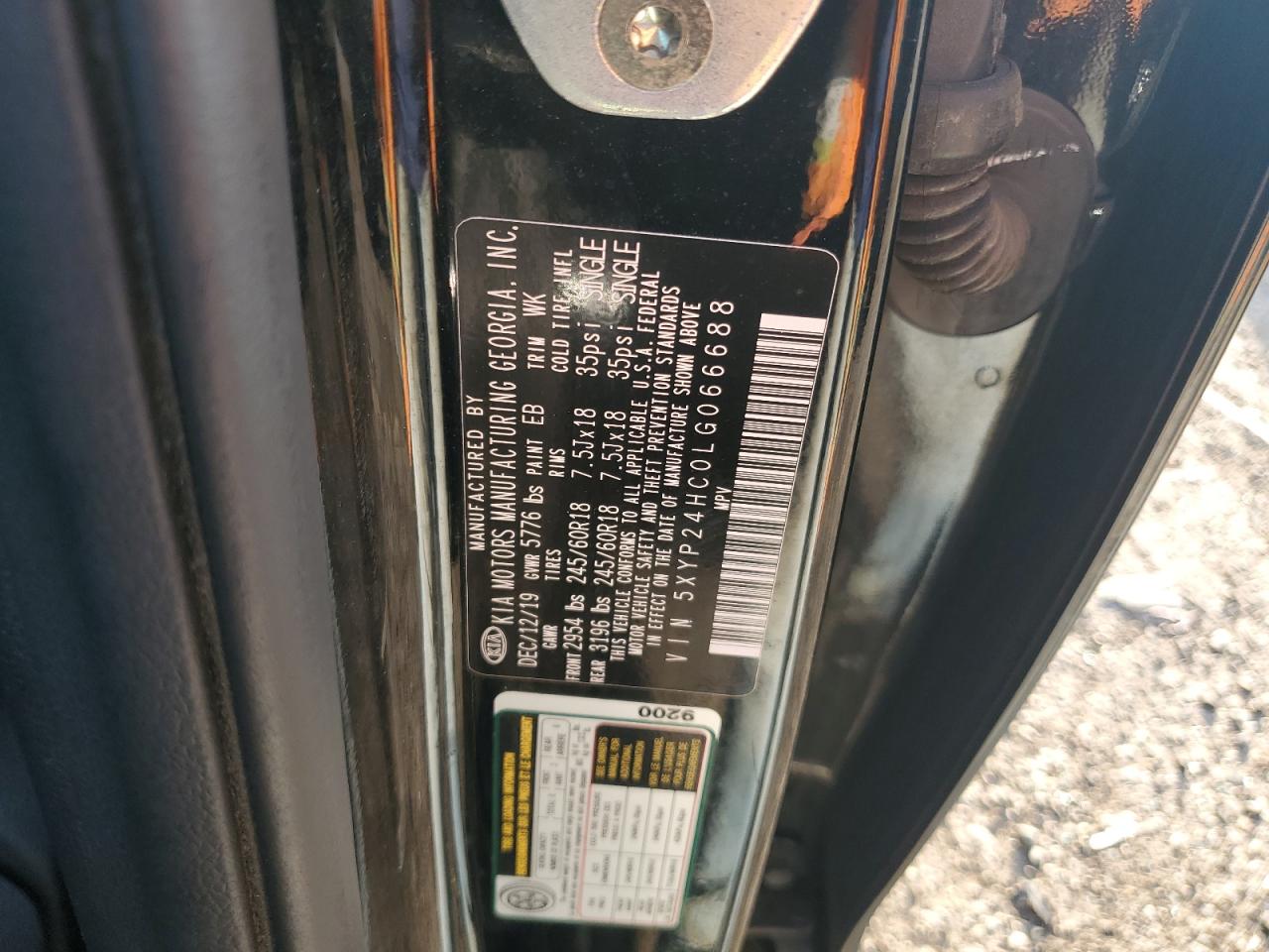 2020 Kia Telluride Lx VIN: 5XYP24HC0LG066688 Lot: 61244565