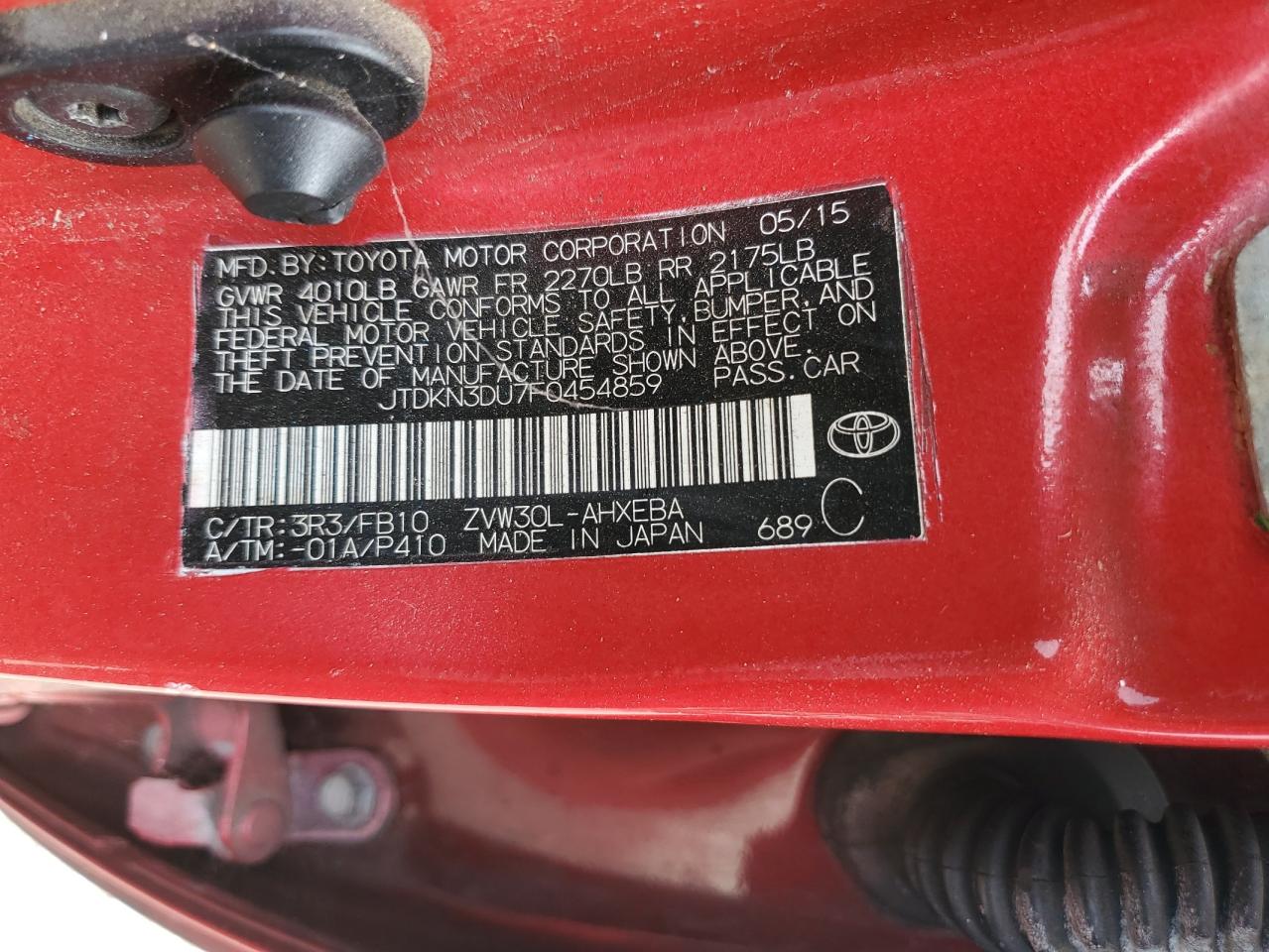 TOYOTA PRIUS 2015 VIN JTDKN3DU7F0454859 photo 13