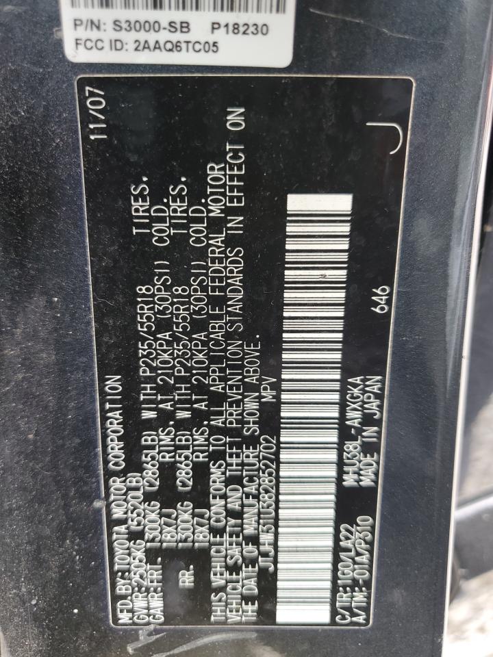 2008 Lexus Rx 400H VIN: JTJHW31U382852702 Lot: 59952125