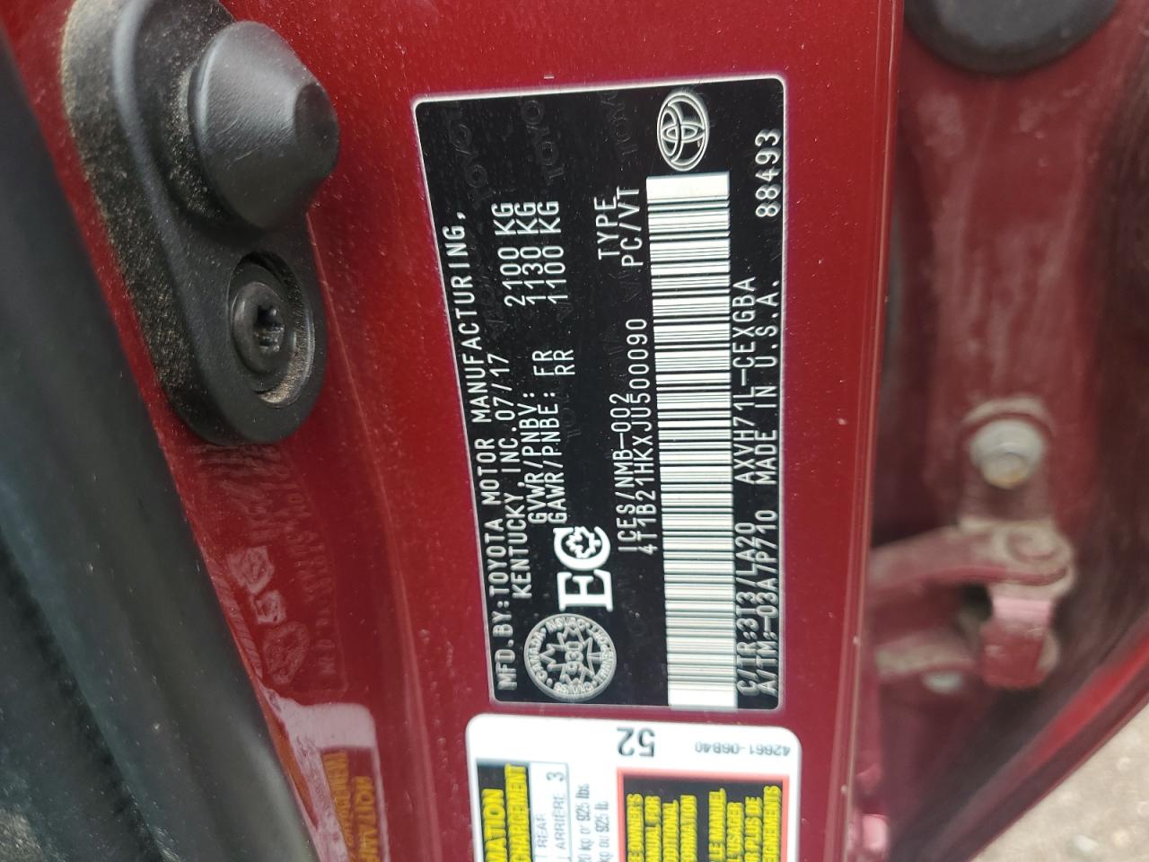 2018 Toyota Camry Hybrid VIN: 4T1B21HKXJU500090 Lot: 61283455