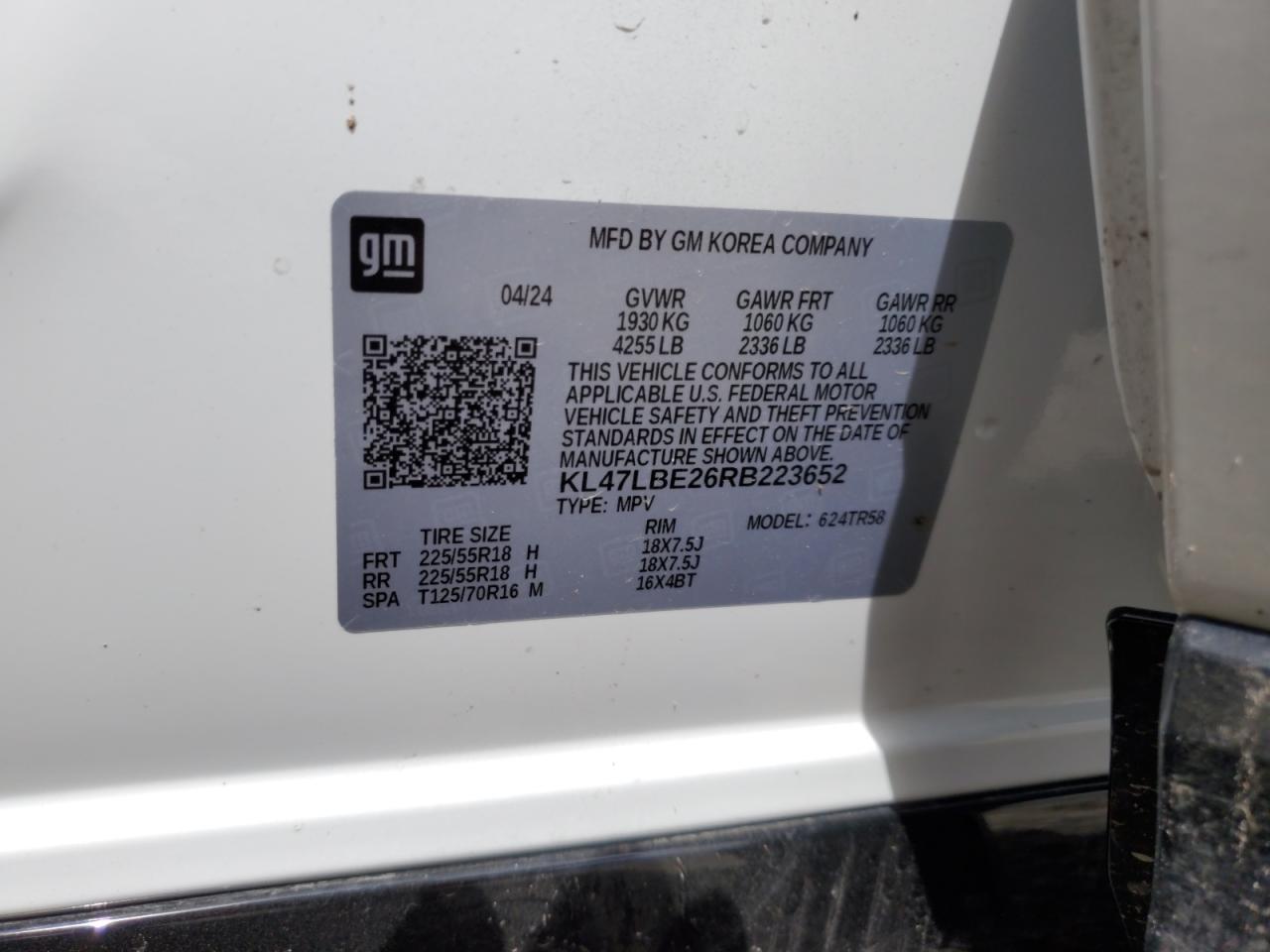 2024 Buick Envista Sport Touring VIN: KL47LBE26RB223652 Lot: 60489565