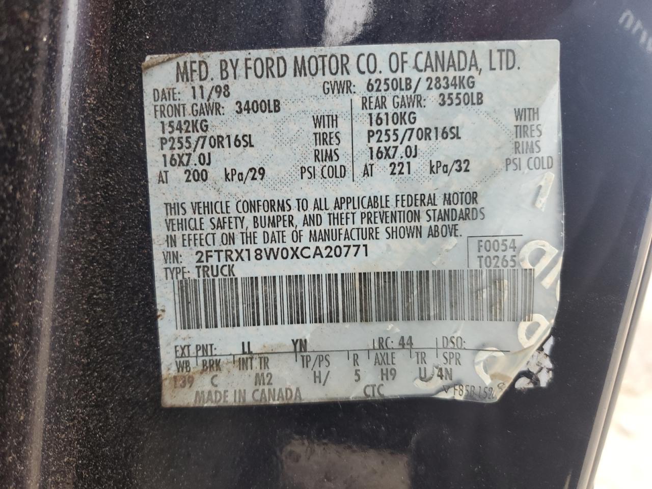1999 Ford F150 VIN: 2FTRX18W0XCA20771 Lot: 62360715