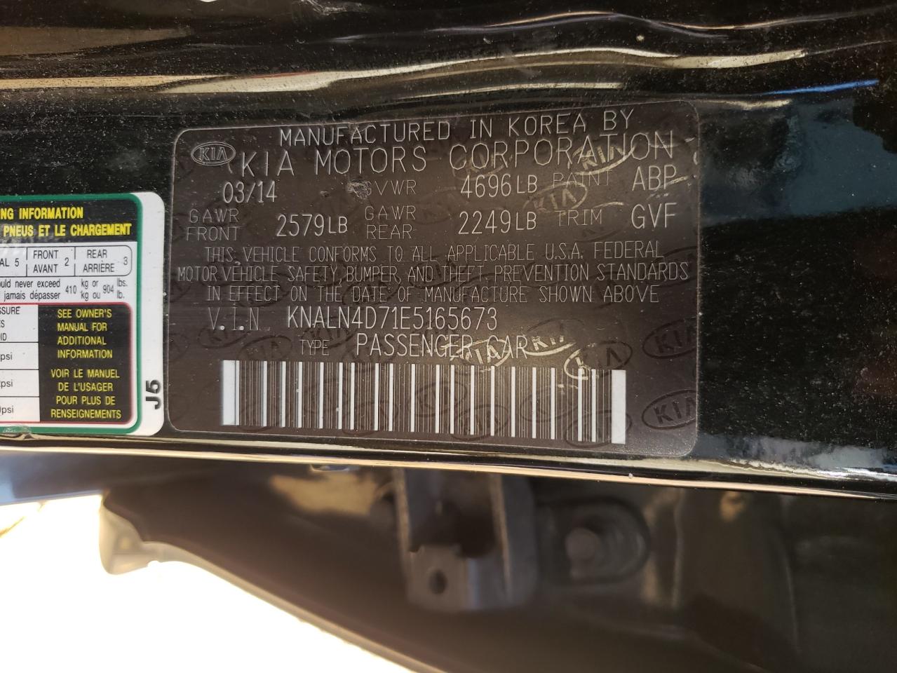 2014 Kia Cadenza Premium VIN: KNALN4D71E5165673 Lot: 59313095
