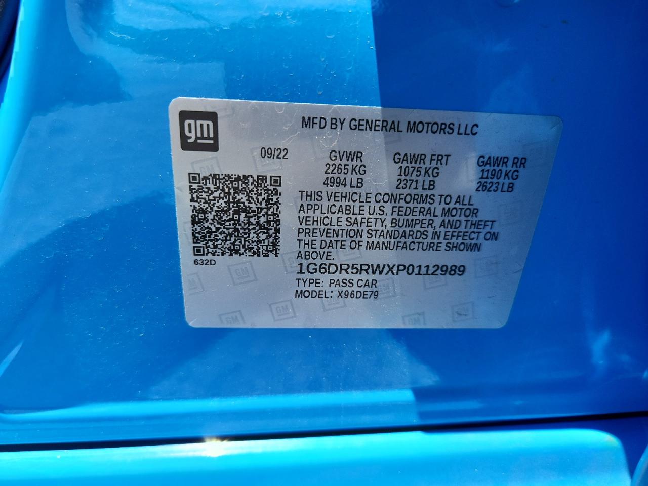 2023 Cadillac Ct5-V VIN: 1G6DR5RWXP0112989 Lot: 60119405