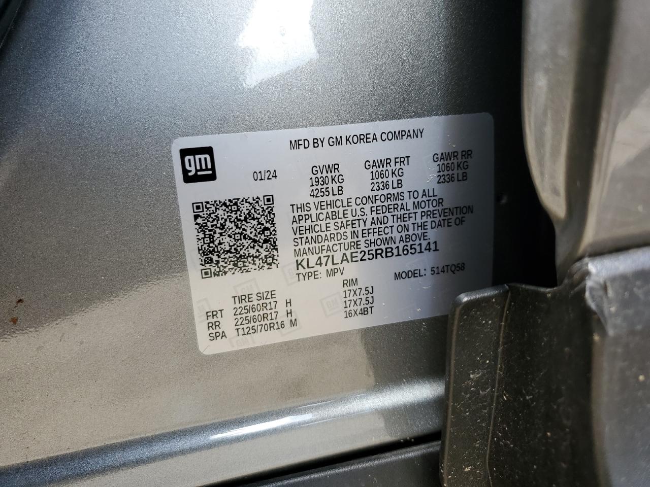 2024 Buick Envista Preferred VIN: KL47LAE25RB165141 Lot: 59755875