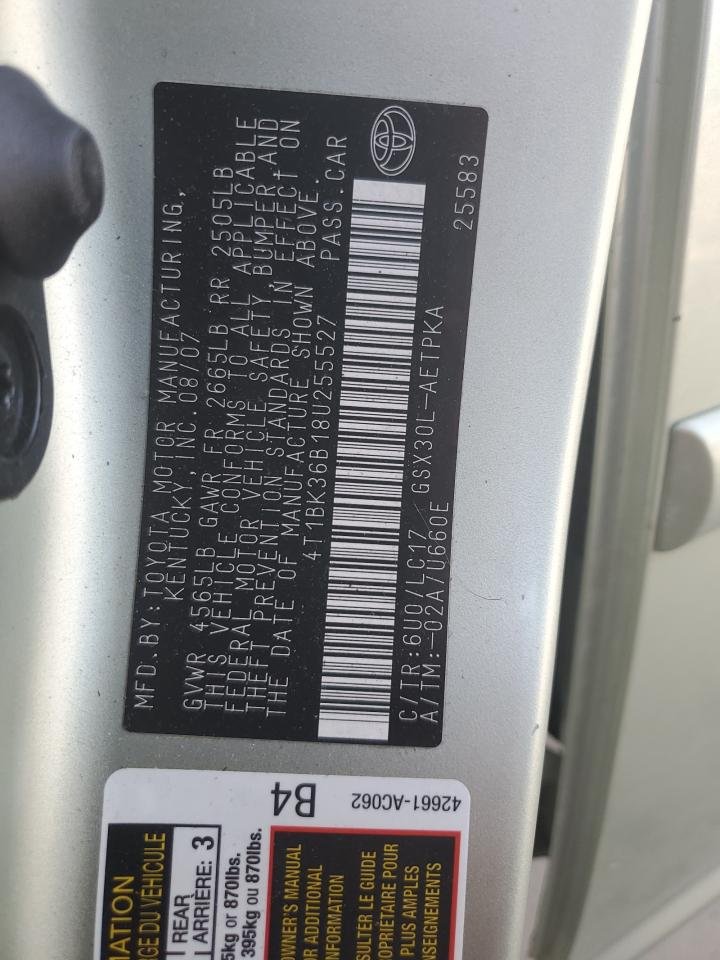 2008 Toyota Avalon Xl VIN: 4T1BK36B18U255527 Lot: 60078385