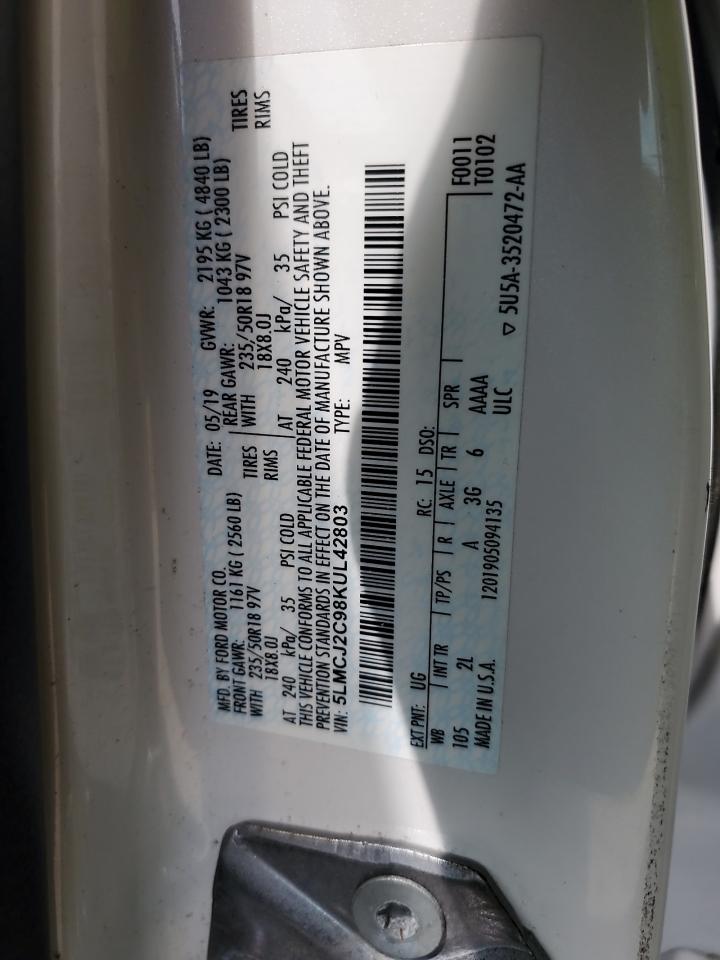 LINCOLN MKC 2019 VIN 5LMCJ2C98KUL42803 фото 12