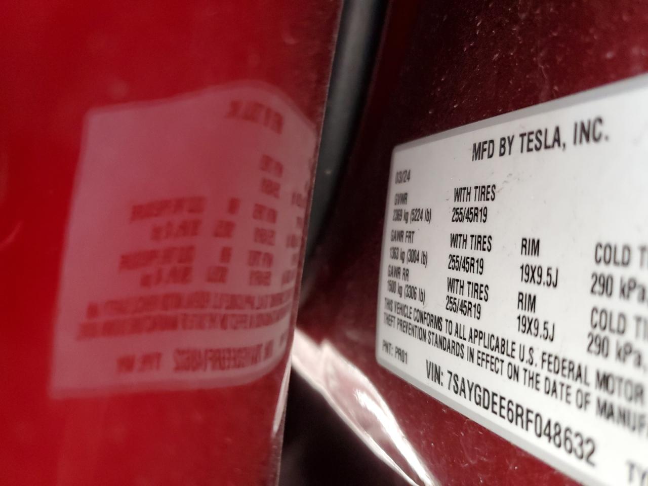 2024 Tesla Model Y VIN: 7SAYGDEE6RF048632 Lot: 60522905