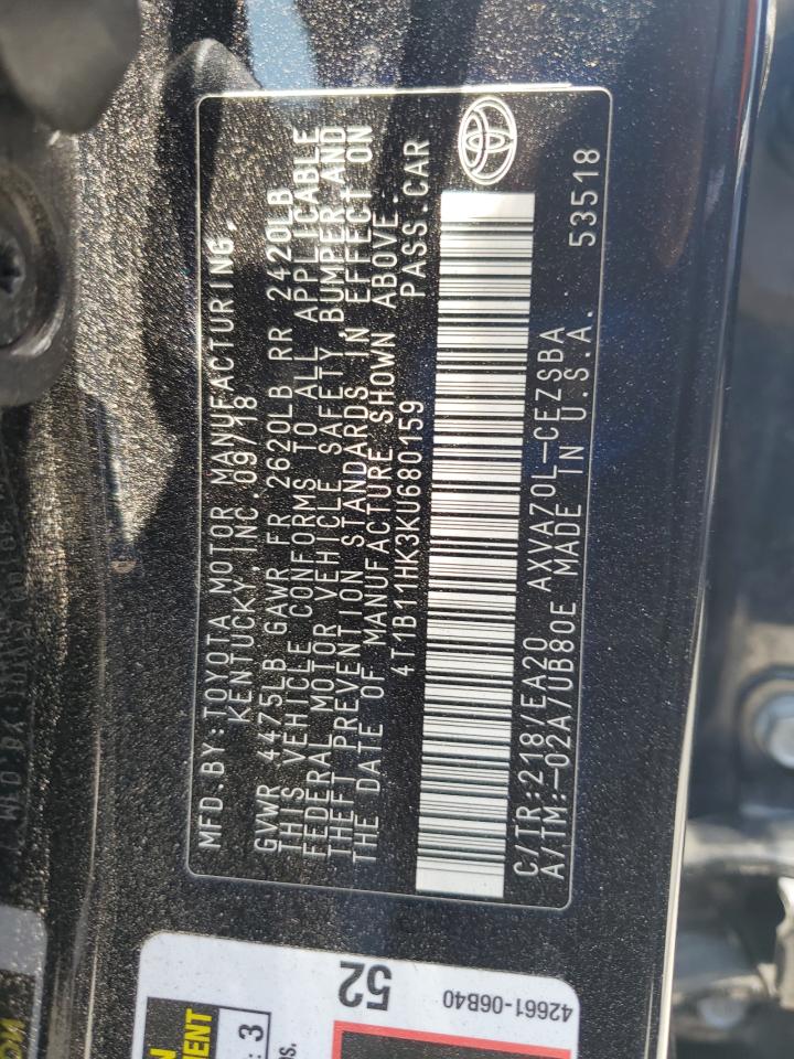 2019 Toyota Camry L VIN: 4T1B11HK3KU680159 Lot: 62905935