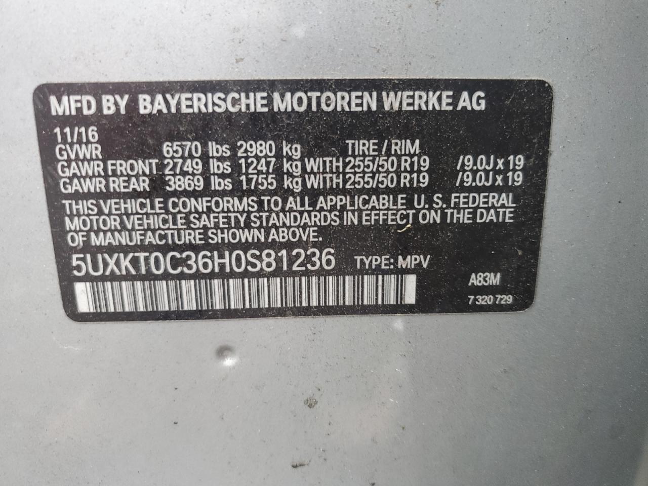 2017 BMW X5 Xdr40E VIN: 5UXKT0C36H0S81236 Lot: 62514465