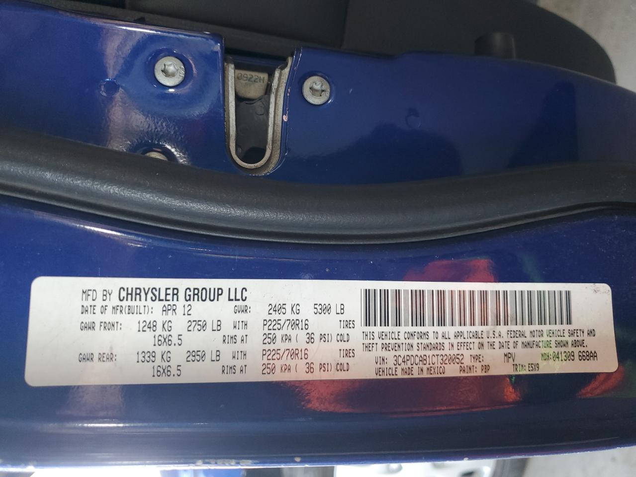 2012 Dodge Journey Se VIN: 3C4PDCAB1CT320052 Lot: 59230915