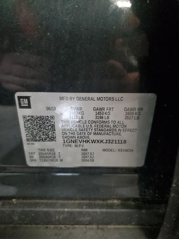 2019 Chevrolet Traverse Lt VIN: 1GNEVHKWXKJ321118 Lot: 59684055